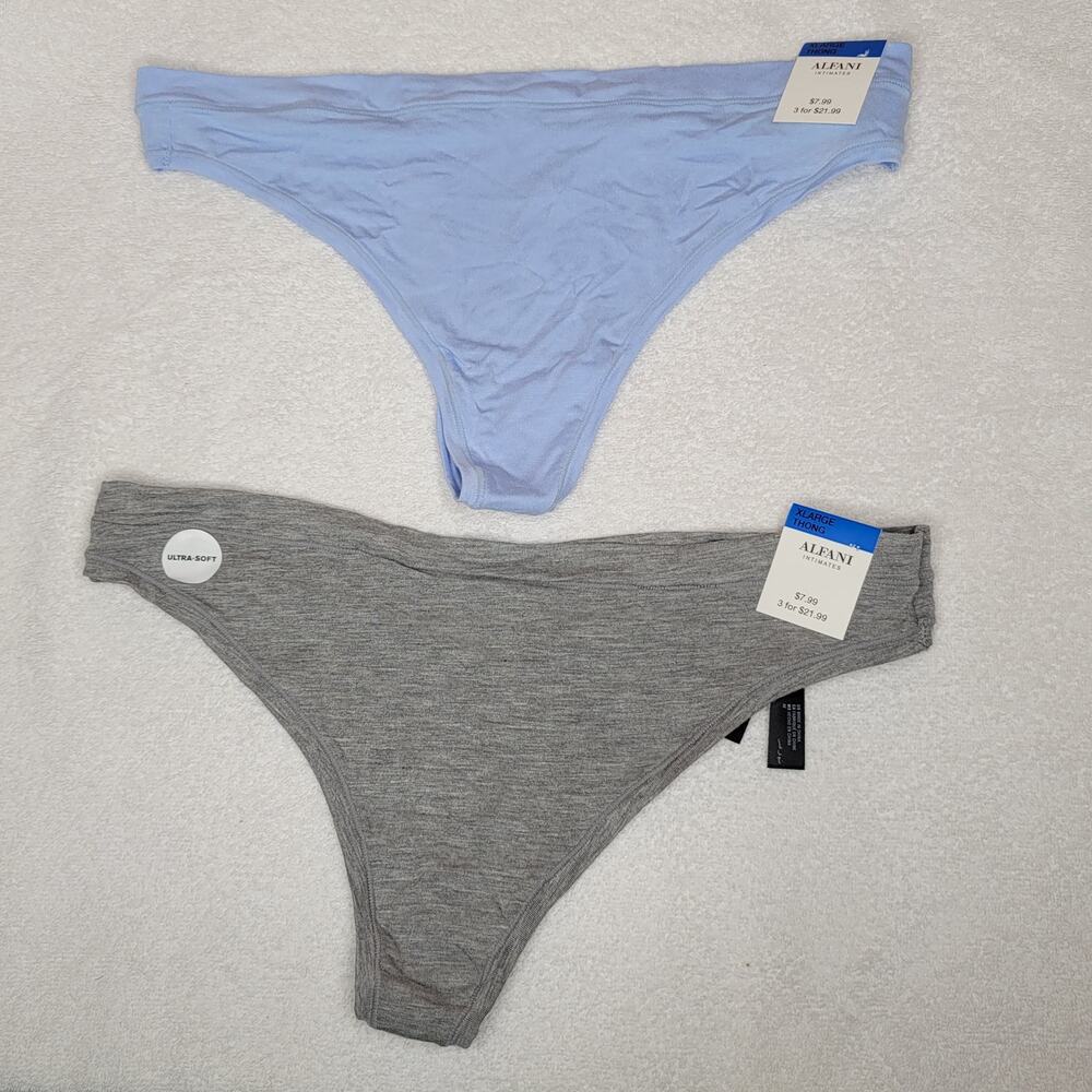 Alfani Intimates Women's Ultra Soft Underwear Thong Panties 2 Pack X-Large NEW